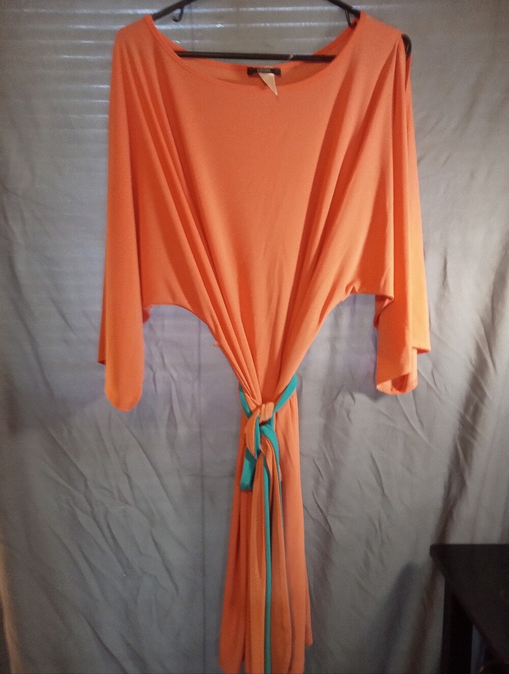 MSK Orange Tie-Front Maxi Dress with Teal Accents